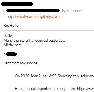 Package Forwarded Italy 221